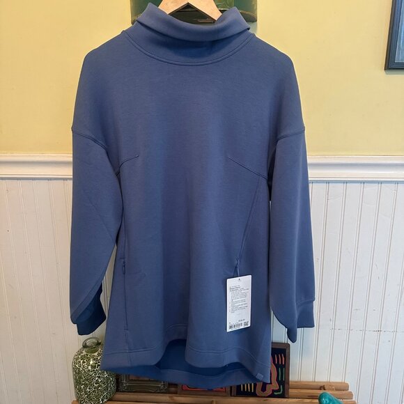 Lululemon NWT M Womens Blue Mock Neck Pullover With Side Pockets Size M - Picture 1 of 9